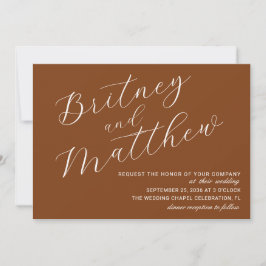Convites Casamento Minimalista Foto Terracota Script
