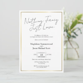 Convites Casamento Minimalista Íntimo | Moldura Dourada