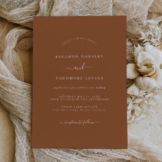 Convites Casamento Minimalista Laranja Queimada