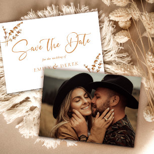 Convites Casamento Minimalista Laranja Queimado Salvar A Da