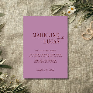 Convites Casamento Minimalista Limpo Bege e Borgonha Intens