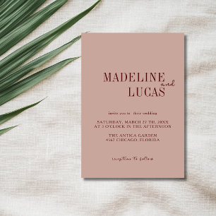 Convites Casamento Minimalista Limpo de Argila Suave e Burg