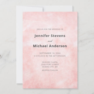 Convites Casamento Minimalista Limpo em Aquarela de Pêssego