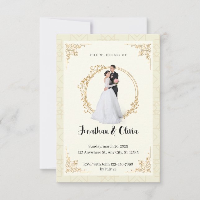 Convites Casamento Minimalista Limpo Moderno Elegante (Frente)