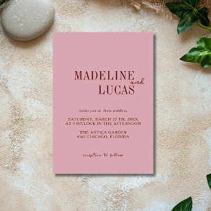 Convites Casamento Minimalista Limpo Rosa Empoeirado e Borg
