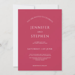 Convites Casamento Minimalista Magenta Simples Limpo Elegan