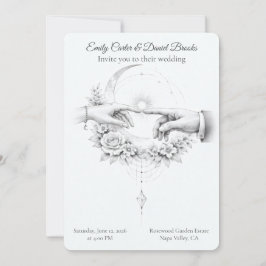 Convites Casamento Minimalista Mãos Casal Romântico