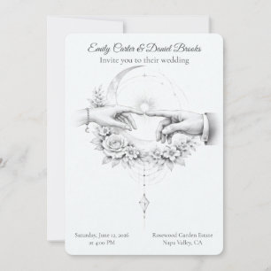 Convites Casamento Minimalista Mãos Casal Romântico