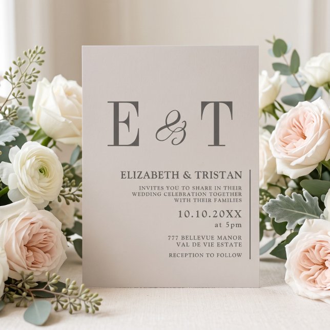 Convites Casamento Minimalista Marfim Elegante  (Criador carregado)