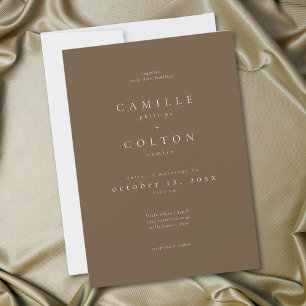 Convites Casamento Minimalista Marrom Cacau Elegante