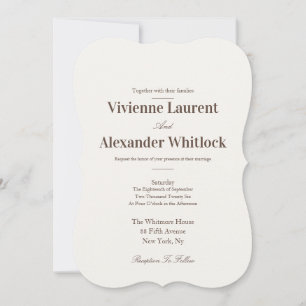 Convites Casamento Minimalista Marrom Luxuoso Atemporal Ele