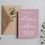 Convites Casamento Minimalista Mauve Mauve da Verdadeira Si<br><div class="desc">Este simples e maravilhoso convite de casamento é perfeito para o minimalista de todos nós! Por favor,  entre em contato comigo se você quiser ajuda para personalizar a parte de texto deste convite para casamento.</div>