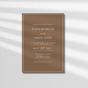 Convites Casamento Minimalista Mocha Marrom Fronteira Dinhe