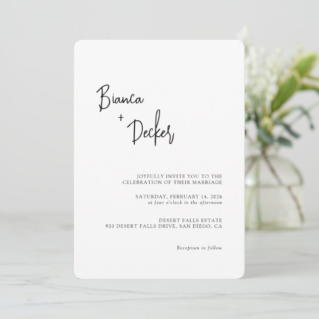 Convites Casamento Minimalista Moderno (Em pé/Frente)