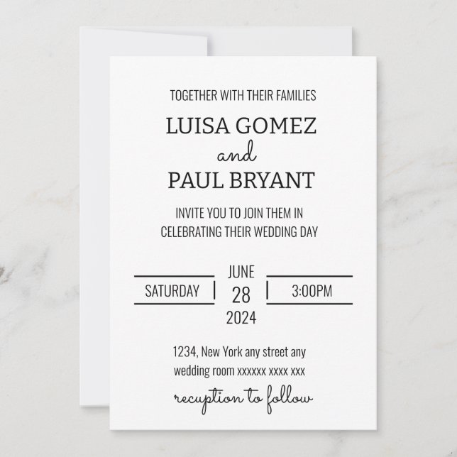 Convites Casamento Minimalista Moderno (Frente)