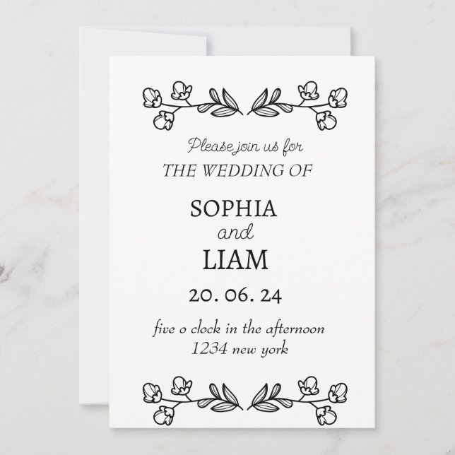 Convites Casamento Minimalista Moderno (Frente)