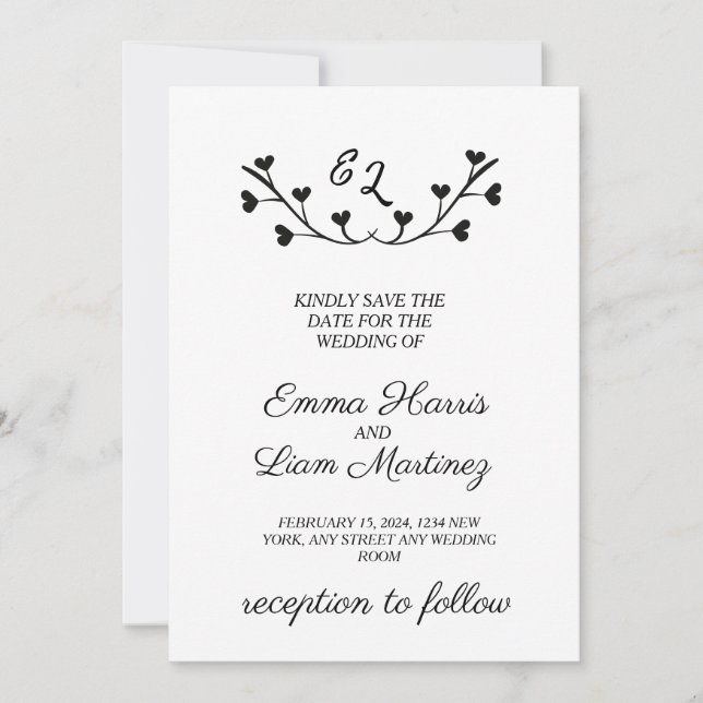 Convites Casamento Minimalista Moderno (Frente)