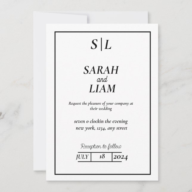 Convites Casamento Minimalista Moderno (Frente)