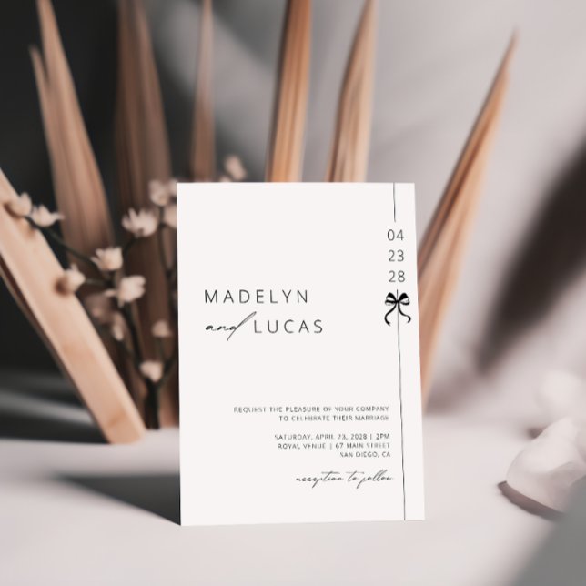 Convites Casamento Minimalista Moderno Arco Preto Branco (Criador carregado)
