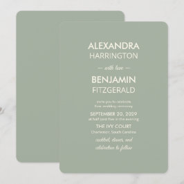 Convites Casamento Minimalista Moderno | Atemporal em Verde