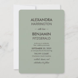 Convites Casamento Minimalista Moderno | Atemporal em Verde