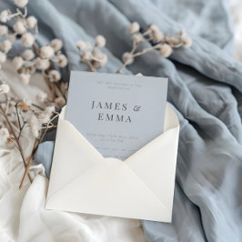 Convites Casamento Minimalista Moderno Azul Escuro