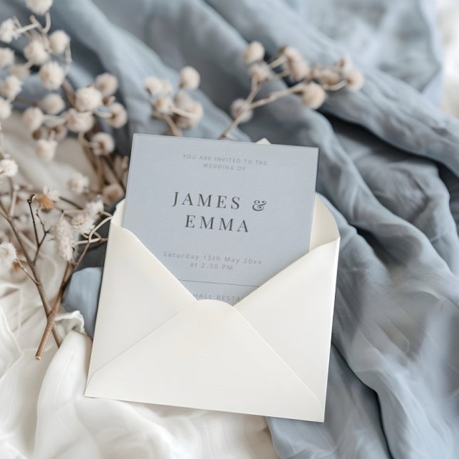 Convites Casamento Minimalista Moderno Azul Escuro (Criador carregado)