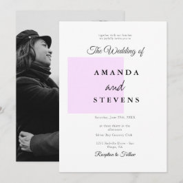 Convites Casamento Minimalista Moderno Branco Rosa Foto