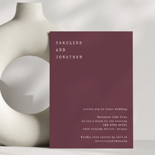 Convites Casamento Minimalista Moderno Burgundy Máquina de