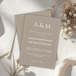 Convites Casamento minimalista moderno castanho claro