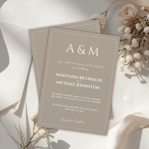 Convites Casamento minimalista moderno castanho claro