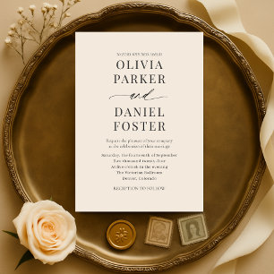 Convites Casamento Minimalista Moderno Champagne Elegante