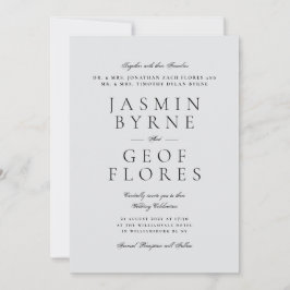 Convites Casamento Minimalista Moderno Cinza Claro