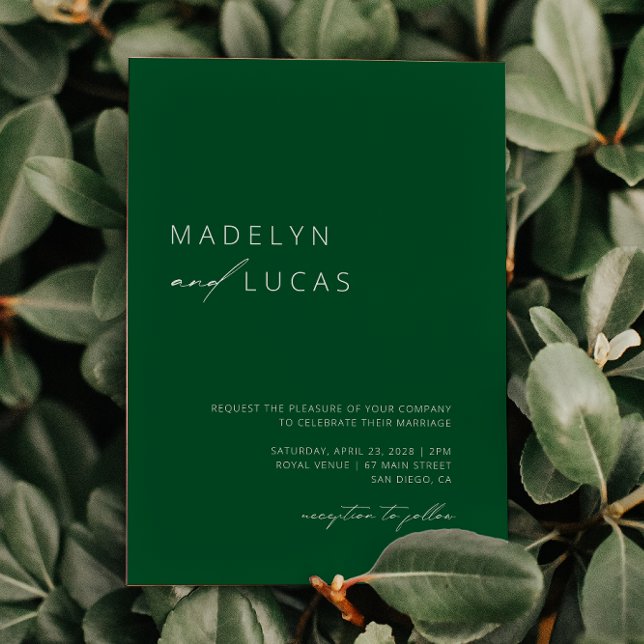 Convites Casamento Minimalista Moderno Código QR Esmeralda  (Criador carregado)