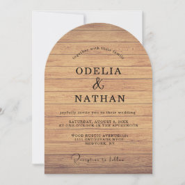 Convites Casamento Minimalista Moderno com Textura de Madei