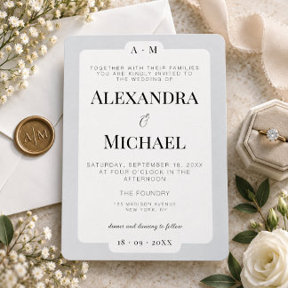 Convites Casamento Minimalista Moderno com Tipografia Cinza