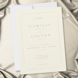 Convites Casamento Minimalista Moderno Creme Marfim Elegant