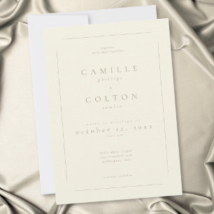 Convites Casamento Minimalista Moderno Creme Marfim Elegant