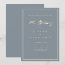 Convites Casamento Minimalista Moderno da Cinza Azul Dusty