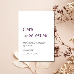 Convites Casamento Minimalista Moderno de Ameixa e Preto
