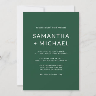 Convites Casamento Minimalista Moderno de Pinho Profundo e