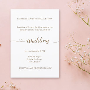 Convites Casamento Minimalista Moderno de Swash Coração Ele