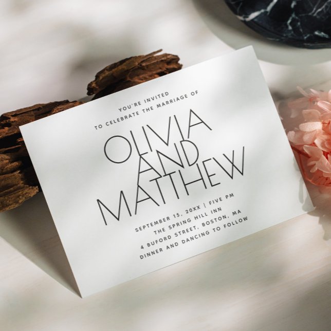 Convites Casamento minimalista moderno + detalhes do código (Criador carregado)