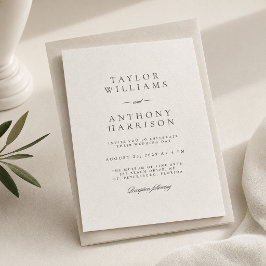 Convites Casamento Minimalista Moderno e Elegante em Marfim