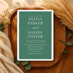 Convites Casamento Minimalista Moderno e Elegante Verde