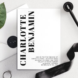 Convites Casamento Minimalista Moderno e Ousado em Preto e 