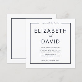 Convites Casamento Minimalista Moderno Elegante Branco e ma