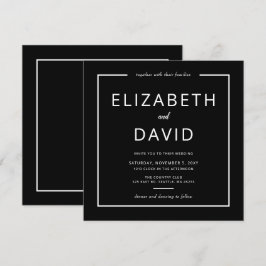 Convites Casamento Minimalista Moderno Elegante Negro e Bra