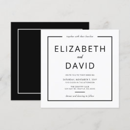 Convites Casamento Minimalista Moderno Elegante Negro e Bra