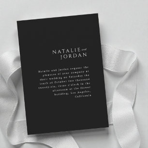 Convites Casamento Minimalista Moderno Elegante Preto e Bra
